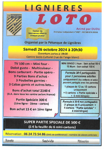 Loto - Lignières le 26 octobre